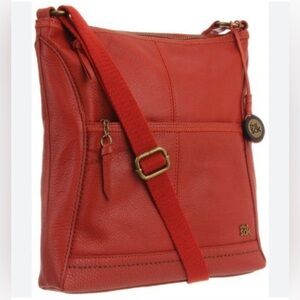The Sak midsize leather Lucia Crossbody Handbag In Tangerine.